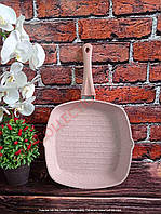 Сковорода-гриль 28 *28см (2,75 л) с антипригарным покрытием, прямоуг-я; OMS (Турция), арт. 3212 розовая