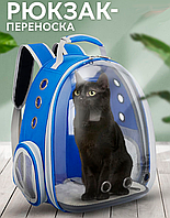 Рюкзак-переноска для котов и кошек до 15 кг. Сумка для животных с Иллюминатором и прозрачными стенками гол. BB