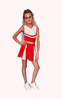 Костюм подростковый для черлидера красный: майка + юбка. Групповые костюмы для черлидинга 72р (146-152)