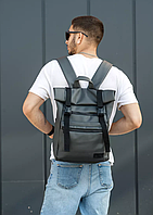 Модный прогулочный рюкзак ролл для путешествий с отделением под ноутбук из экокожи серого цвета
