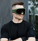 🔥 Тактична маска-окуляри "Attack" (Койот) з поляризацією, стрілецькі, балістичні, військові, фото 7