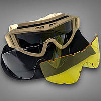 🔥 Тактическая маска-очки "Attack"  (Койот) с поляризацией, стрелковые, баллистические, военные