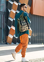 Модный повседневный прогулочный камуфляжный рюкзак с отделением под ноутбук из экокожи