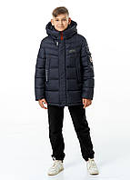 Куртка зимова для хлопчика підлітка дитячий на екопусі Garry Синій зимовий пуховик Nestta на зиму