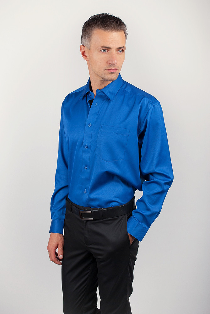 Рубашка яркая синяя, праздничная цвет синий AG-0002207 - фото 2 - id-p1893698905