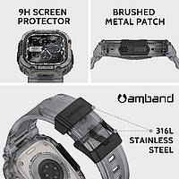 Чехол с ремешком amBand M1 Sport для Apple Watch 45/44/42 mm Series 9/8/7/SE/6/5/4/3/2/1 у кольорі Space Clear, фото 2