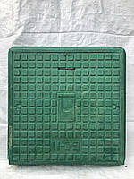 Люк квадратный 680*680 мм зелёный (полимер-песчаный) лёгкая серия А15