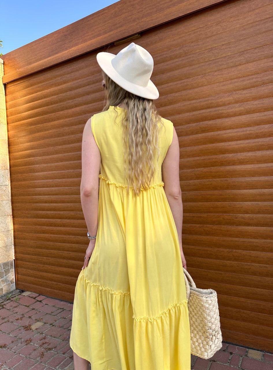 Модное летнее женское длинное платье свободного кроя Красивое летнее платье сарафан длинное Желтый, 50-52 - фото 7 - id-p1893777399