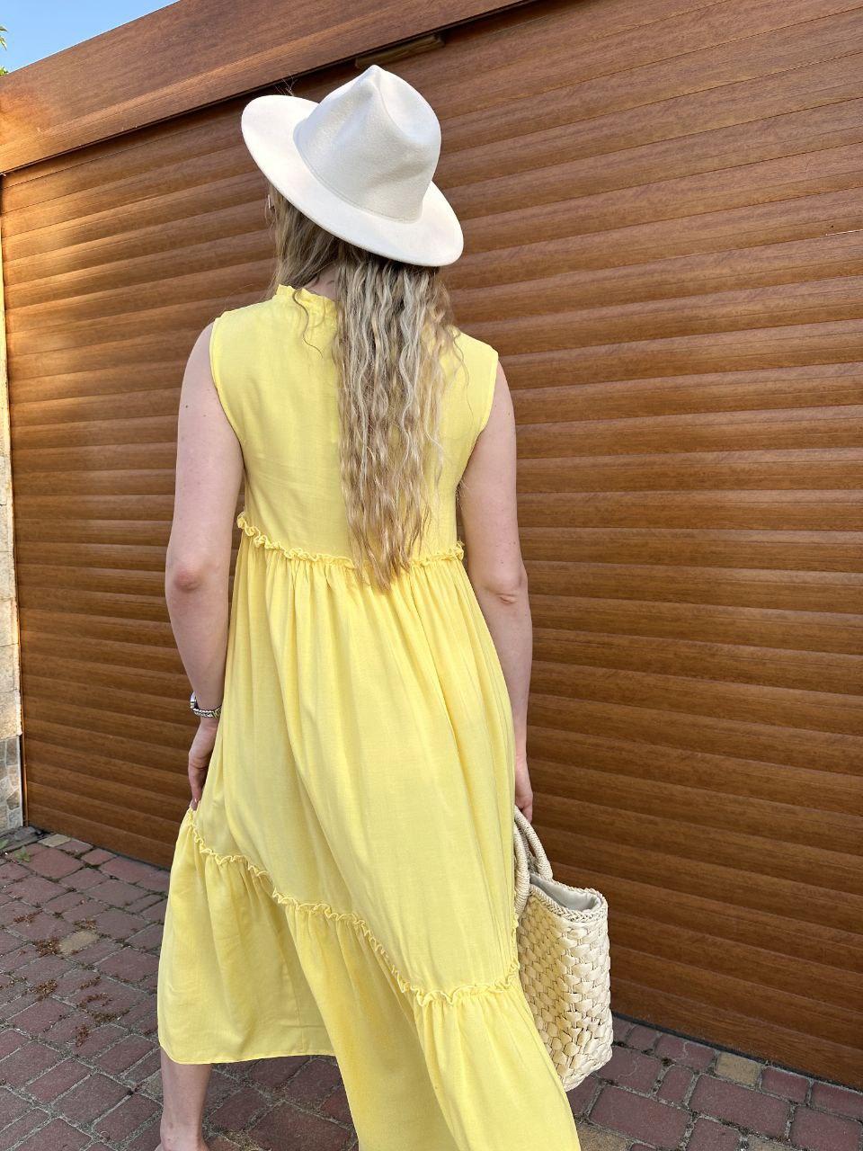 Модное летнее женское длинное платье свободного кроя Красивое летнее платье сарафан длинное Желтый, 42/44 - фото 9 - id-p1893777397