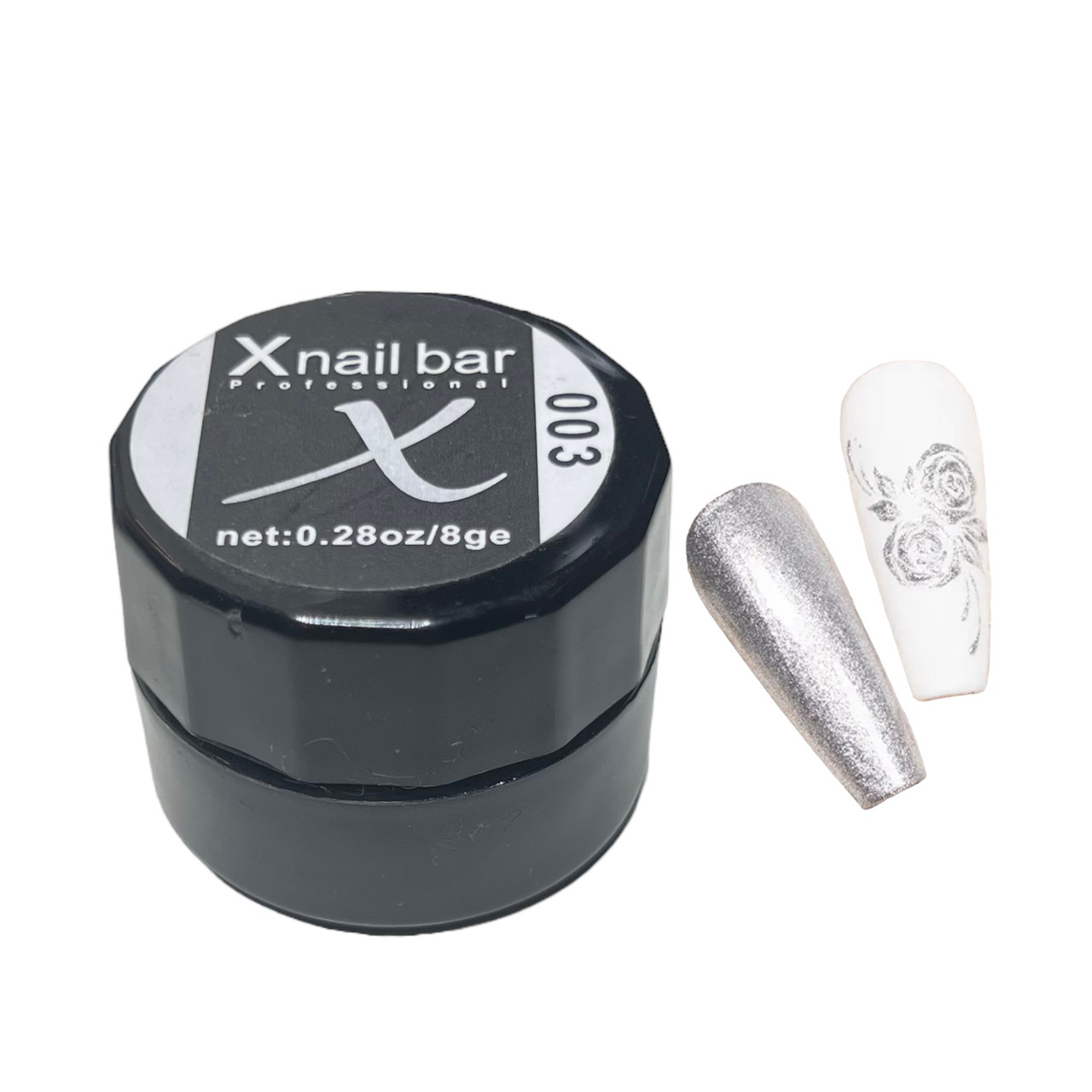 Гель-краска срібло для нігтів X Nail Bar Professional 003, серебро, 8 г