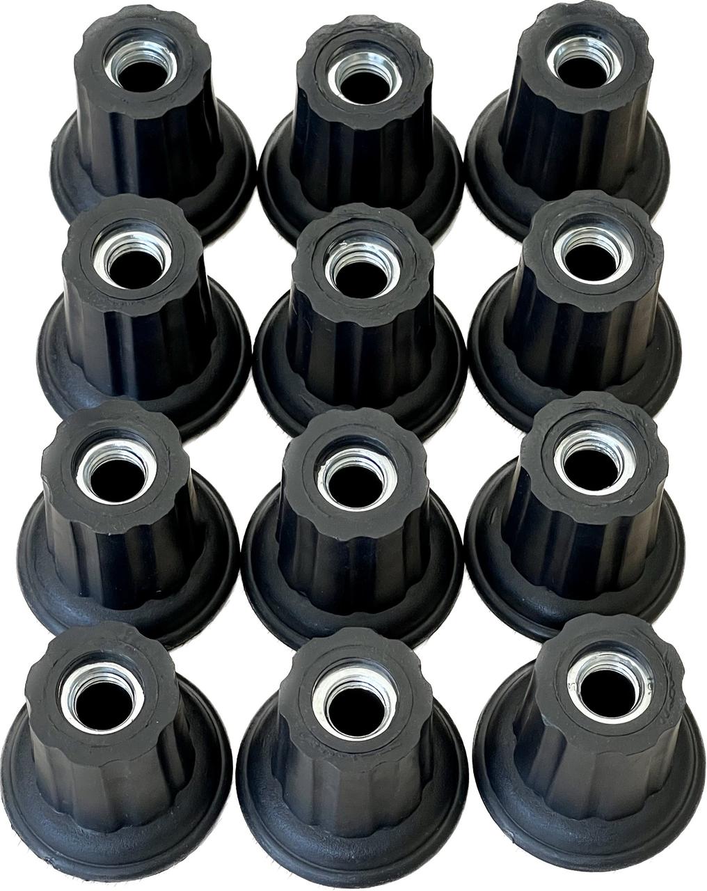 Комплект фігурних ніжок для піддону душової кабіни НФ - 12 шт із пластику М12-10мм чорного кольору, фото 1