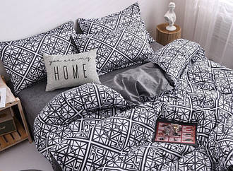 Євро комплект (Бязь) | Комплект постільної білизни "Сіра клітинка 2" | Простирадло 240х220 см