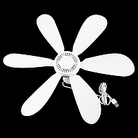 Бесшумный потолочный вентилятор с 6 листьями и питанием от USB White