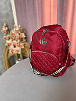 Рюкзак женский текстильный городской повседневный прогулочный красный сумка-рюкзак