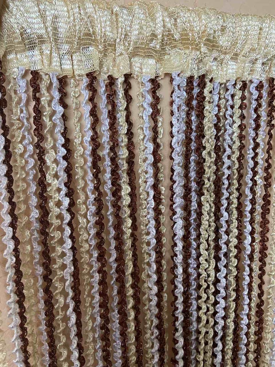 Нитяна Штора Кисея Райдуга Спіраль Колір Білий-Шоколадний-Шампань