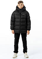 Куртка зимняя для мальчиков подростковая детская на экопухе German Черный пуховик зимний Nestta на зиму