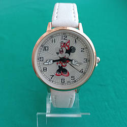 Годинник наручний "Міні Маус" з білим ремінцем