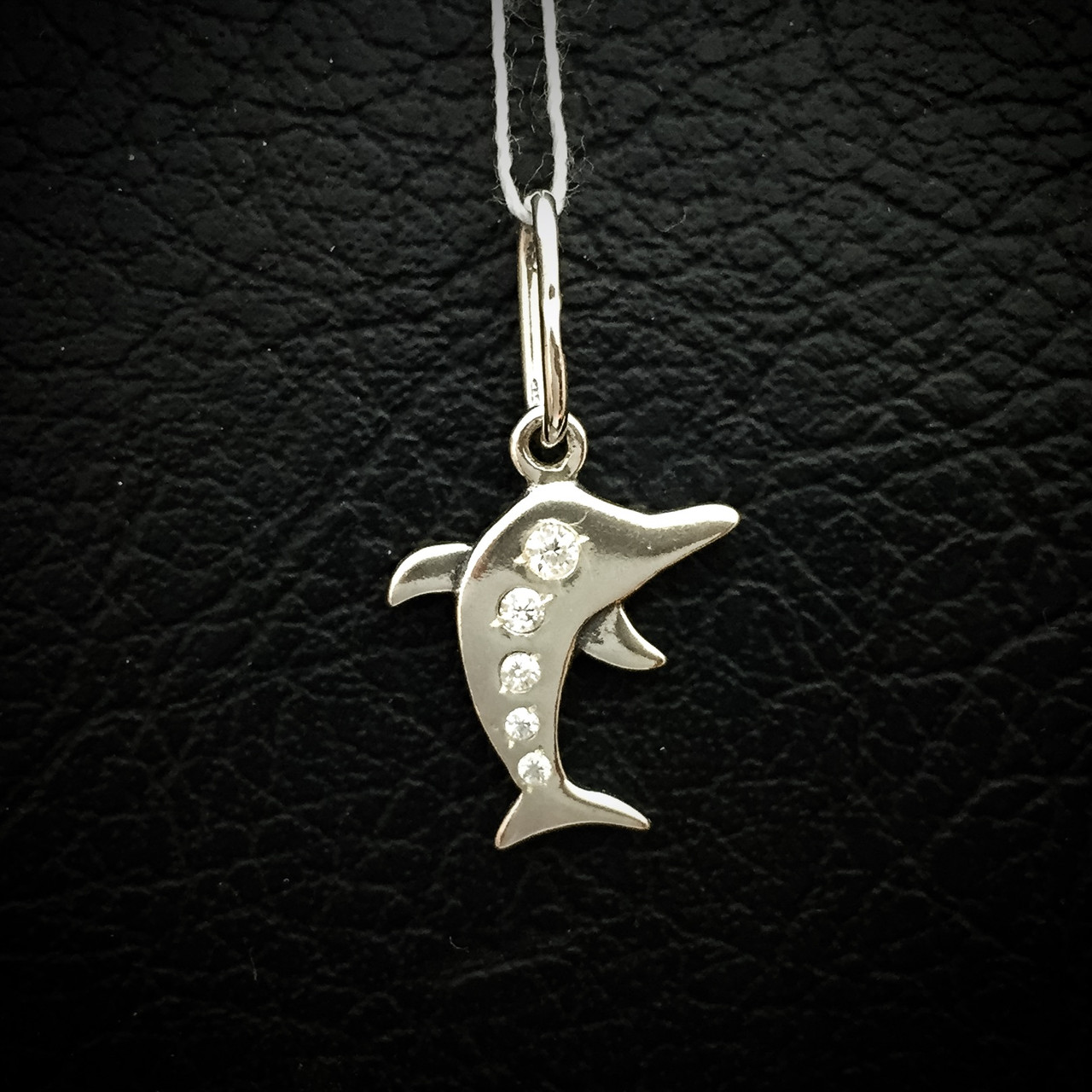 Срібна підвіска Дельфін з прозорими фіанітами