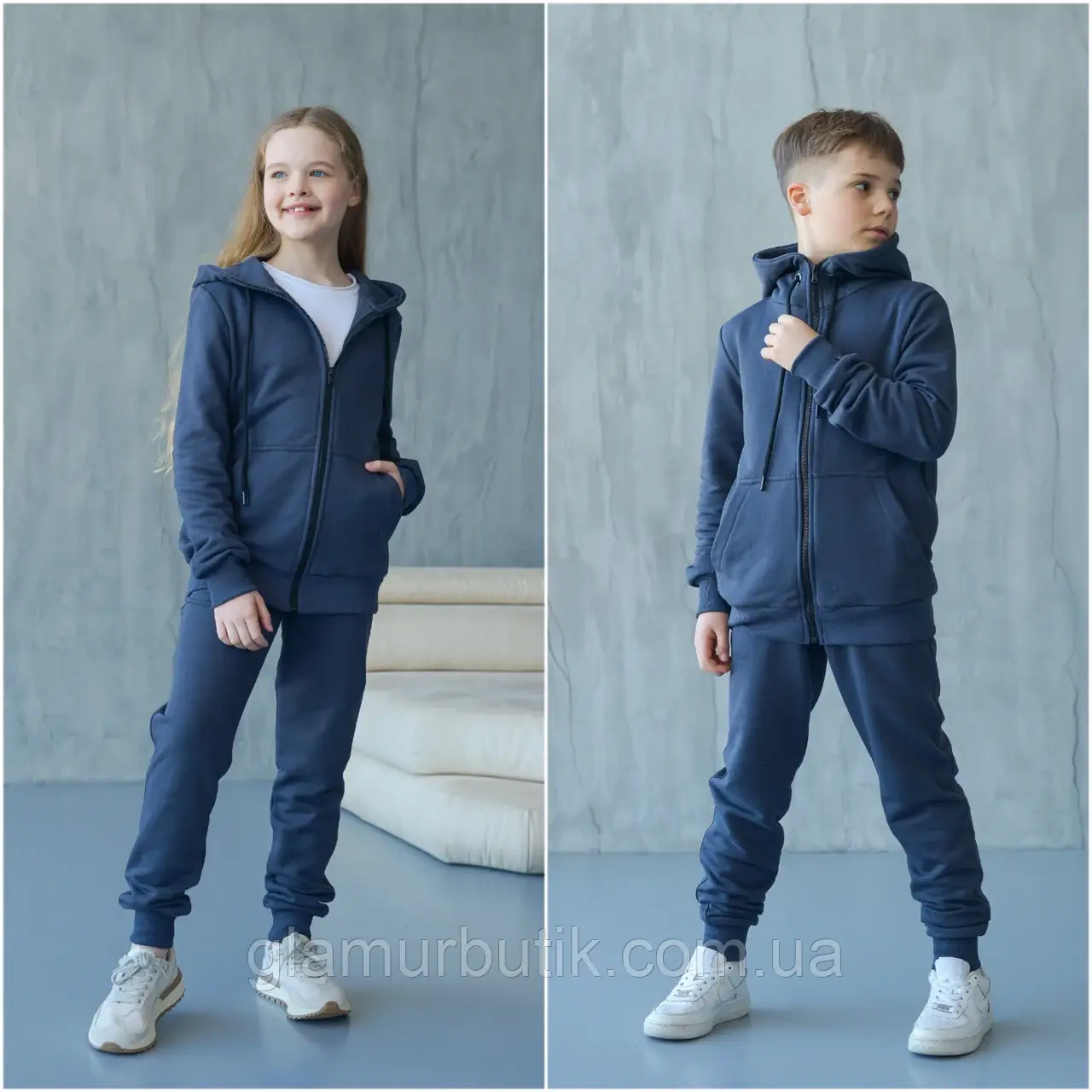 Дитячий спортивний костюм для хлопчика та дівчинки Unisex графіт зріст від 74/80-152/158