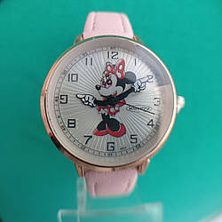 Годинник наручний "Міні Маус" з рожевим  ремінцем