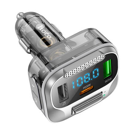 Адаптер автомобільний, трансмітер HOCO Bravery E75 2USB, Type-C, AUX, 3A, QC, чорний, фото 3