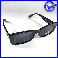 Современные солнцезащитные очки Egebar черная матовая оправа, глянцевый ободок, черная линза