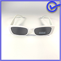 Уникальные солнцезащитные очки Egebar белая матовая оправа, черные линзы, глянцевый ободок