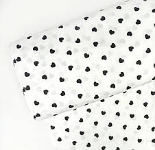 Сатин (бавовняна тканина) чорні серця