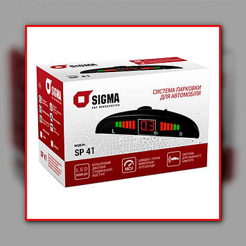 Система паркінгу для автомобіля паркінговий радар парктронік Sigma SP-41 Black 4 датчики 18 мм у задній бампер