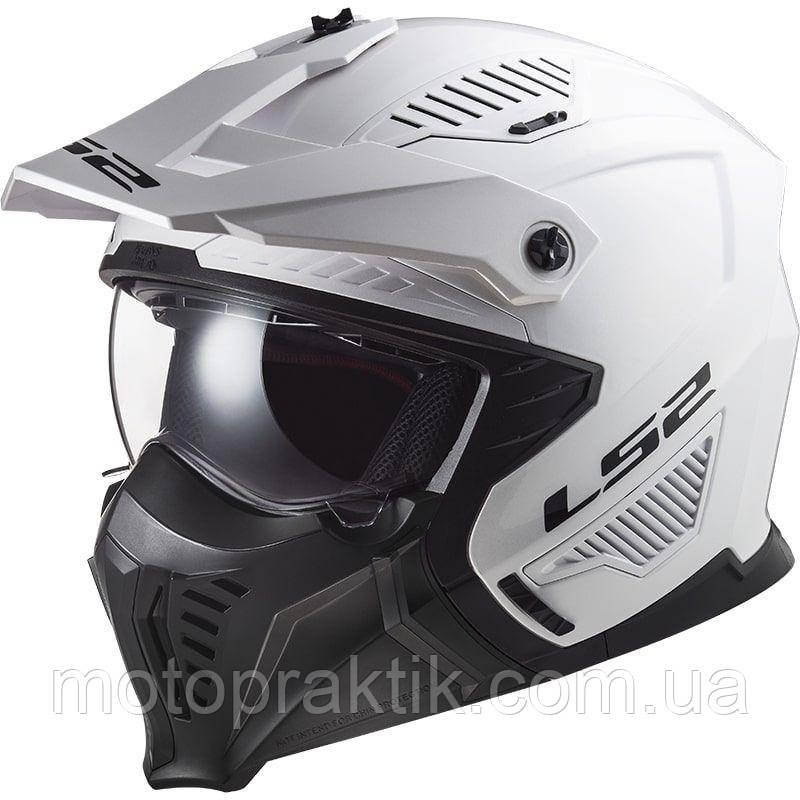 LS2 OF606 Drifter Solid Solid White, XS Мотошолом лицевик