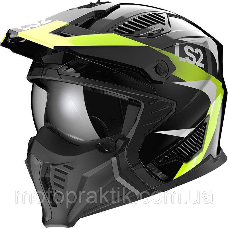 LS2 OF606 Drifter Triality Hi-Vis Yellow, XS Мотошолом лицевик