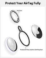 Чехол брелок для Apple AirTag Stouchi из нержавеющей стали 4шт Stouchi Aluminum Apple Air Tag Case Key Ring