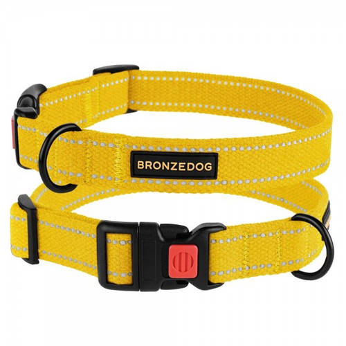 Ошейник для Собак Bronzedog Сotton Рефлекторный х/б Брезент Желтый ...