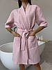 Жіночий Халат COSY кімоно вафельний рожевий, фото 4