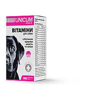 Вітаміни Unicum Premium "здорова шерсть і шкіра" для собак 100 табл. 100 г