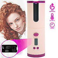 Автоматична плойка для локонів "Wireless USB auto curler" Рожева, мініплівка для завивання волосся (ST)