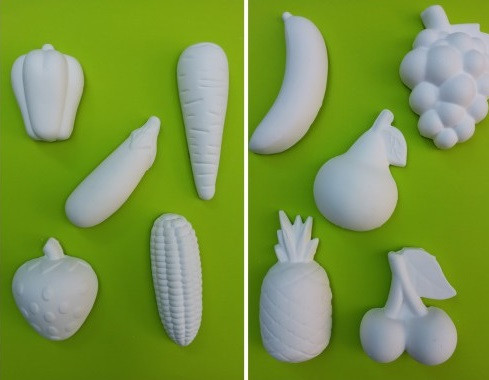 Гіпсові фігурки для розфарбовування Овочі-фрукти (на магніті) 10 різновидів