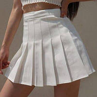 Короткая модная женская плиссированная юбка в складку черная мини юбка плиссе со складками женская юбка плиссе Белый, 44