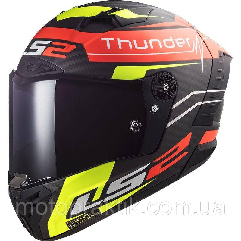 LS2 FF805 Thunder C Attack Matt Red Hi-Vis Yellow, XS Мотошолом інтеграл спортивний