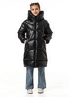 Куртка зимова на екопусі для дівчинки підліткова дитяча пуховик зимовий Jasmine Чорний Nestta зима