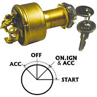 Замок зажигания для судна 4-х позиционный водонепроницаемый латунь Osculati 14.918.32