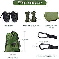 Гамак-спальний мішок з москітною сіткою, Тканинний гамак з москітною сіткою, Підвісний одномісний гамак, фото 2