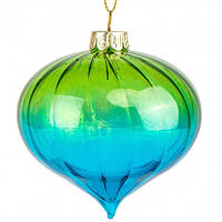 Елочный шар игрушка "Венера" Зеленый с голубым 6 шт 9 см Elisey (6017-173)