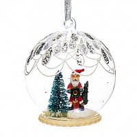 Ялинкова новорічна іграшка "Дід Мороз подарунком в кулі" 10 см 6 шт Elisey (099NB)