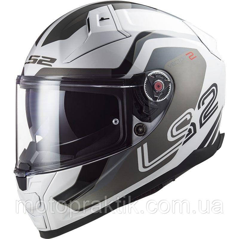 LS2 FF811 Vector 2 Metric White Titanium Silver, XS Мотошолом інтеграл з окулярами