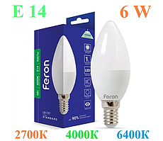 Світлодіодна Led-лампа Feron LB-737 6w Е14 2700 K, 4000 К свічка