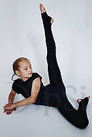 Комбинезон с коротким рукавом для гимнастики, хореографии, воздушной акробатики Dipsi Чорний, 110-116 (60)