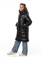 Куртка зимняя на экопухе для девочки подростковая детская пуховик зимний Meghan Черний Nestta зима
