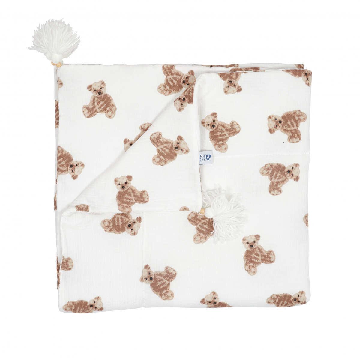 Плед Twins мусліновий 90x90 утеплений, Teddy Bears, бежевий, фото 1