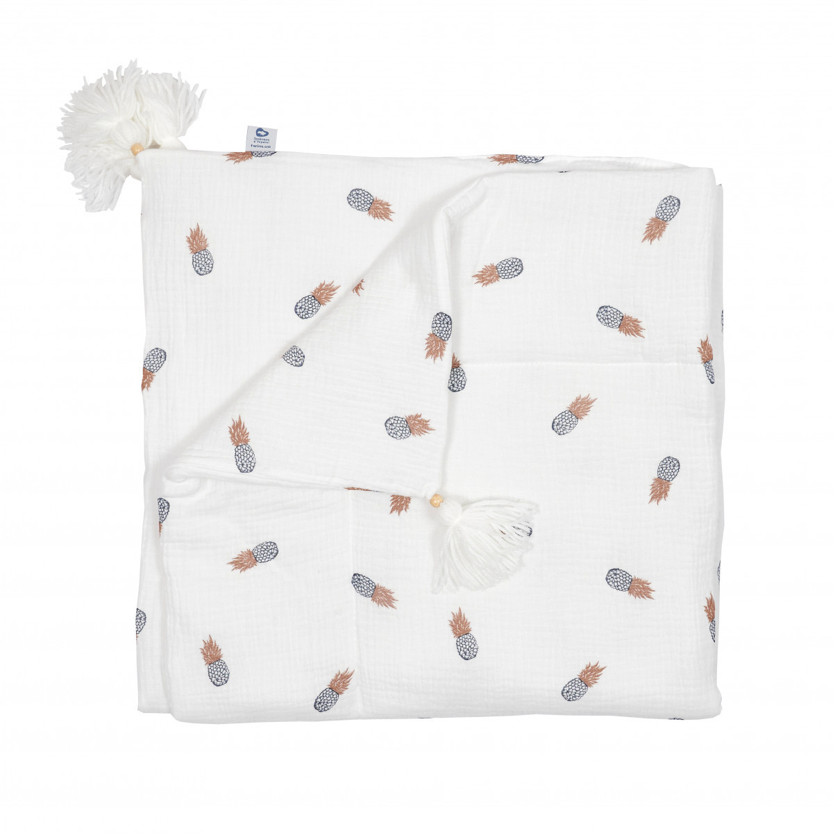 Плед Twins мусліновий 90x90 утеплений, Ананас, бежевий, фото 1